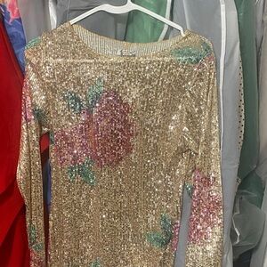 Free People Gold and White Sequin Fabric